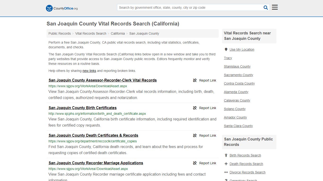 San Joaquin County Vital Records Search (California)