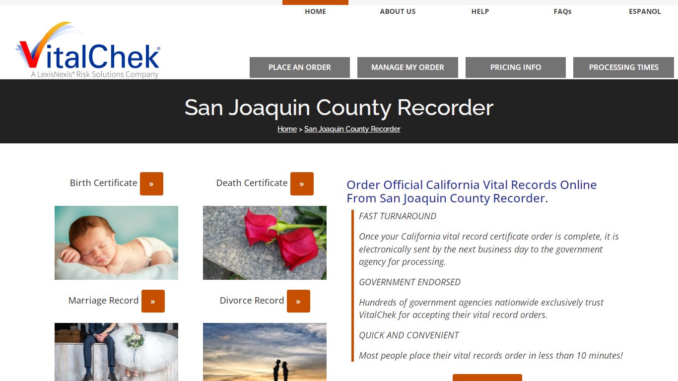 San Joaquin County (CA) Vital Records | Order Certificates - VitalChek